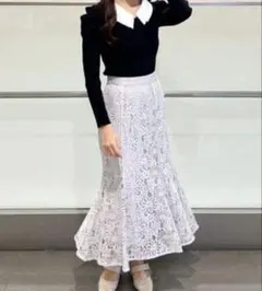 ミッシュマッシュ ソフトマーメイドフレアスカート レース