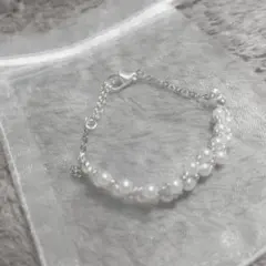 パール ビーズ ブレスレット ハンドメイド シルバー