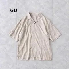 GU ジーユー スキッパーシャツ M ライトベージュ 半袖 襟付き とろみ