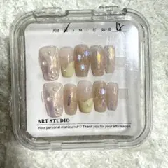 ネイルチップ ワンホン ベージュ パール フレンチ オーロラ ストーン