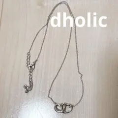 dholic シルバー ダブルリングハート ネックレス