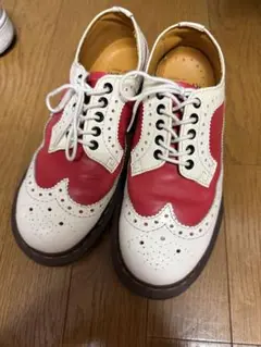 ウィングチップ ローファー 赤/白