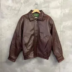 80s ショート丈 A2 レザー ボンバー ジャケット ブラウン 古着 本革 短丈 A2ボンバージャケット フライトジャケット