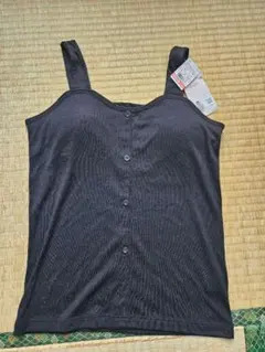 maki カップ付きボタンタンクトップ 黒 L