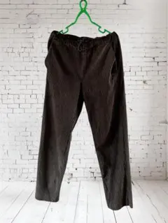 ダークブラウン ストライプ ワイドパンツ