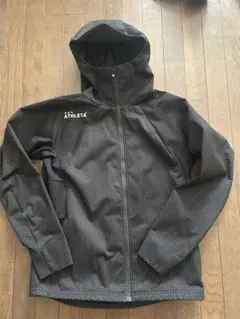 ATHLETA 黒 ドット柄 厚手 防風 フード付きジャケット