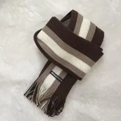 【WizzSpirit】ブラウン×ホワイト ストライプ マフラー