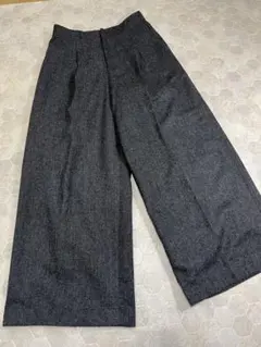 美品 コムサ グレー ヘリンボーン ワイドパンツ 毛 秋冬パンツ