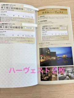 東急　株主優待　ハーヴェスト リゾートホテル　宿泊優待券 ２枚　ハーベスト