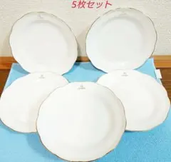 銘々皿 jun ashida/花びらエッジ/エンボスリボン/取皿/白/金彩/5枚のサムネイル