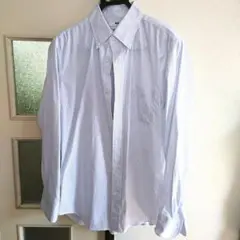 UNIQLO スーパーノンアイロンスリムシャツボタンダウンストライプ 長袖 L