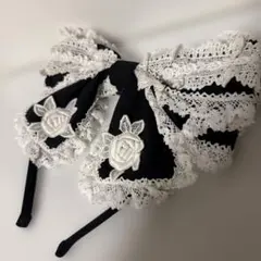 BABY romantic dream rose カチューシャ　黒　オフ白のサムネイル