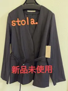 Stola. 【新品未使用】高級感ネイビー ストライプ ジャケット 38サイズ