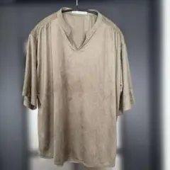 【ikka 】スエード調 半袖Tシャツ ベージュ Lのサムネイル