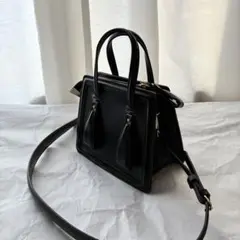ZARA 2WAY ミニシティバッグ ブラック ショルダー付き