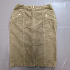 【RED CARD】 コーデュロイ スカート 23 S カーキ ジップ 日本製