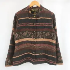 美品 VINTAGE Mirasol 花柄 ボーダー ショート ジャケット M