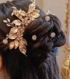 ウェディングヘッドドレス ゴールド