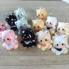 猫のチャーム【12個】6色×2個