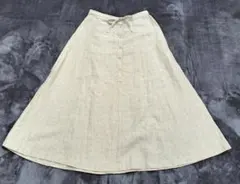 マドモアゼルノンノン　麻ロングフレアスカート　ベージュ L　レディース