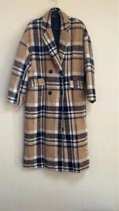 Private Pause ロングコート ダブルツイードチェック柄 Mサイズ