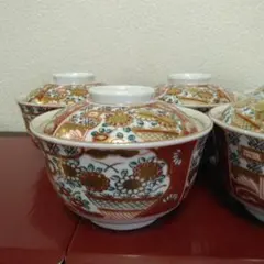 （専用）有田焼　龍峰窯　味楽錦蓋物碗揃　金彩赤絵　5客