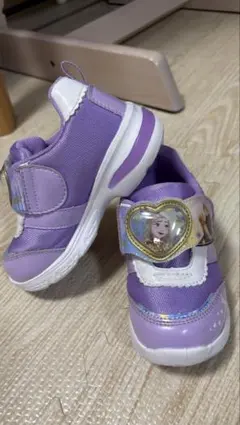 【美中古品】16CM シューズ　パープル&踵光る！　アナと雪の女王