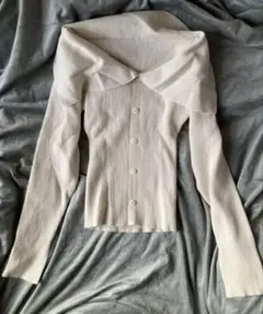 オフショルダーリブニット Lサイズ アイボリー　dr504