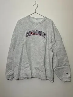 90s チャンピオン 前V スウェット 刺繍ロゴ 霜降りグレー ビッグサイズ