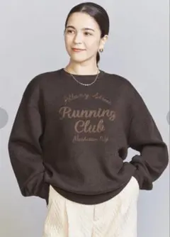 エンブロイダリー ロゴ クルーネック ニットプルオーバー