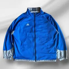 vintage アディダス リバーシブル ナイロン ジャケット ブルー 運動用