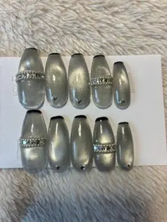 シルバーグラデーションネイルチップ10個セット