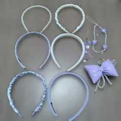 カチューシャ6点+おまけ　ヘアアクセサリーセット