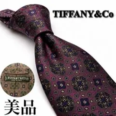 美品Tiffany & Co. ネクタイ パープル 総柄 幾何学模様のサムネイル