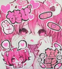 一点物 オリジナル 色紙 手描きイラスト アナログ 女の子 創作 原画 コピック 手描きイラスト アナログ 色紙 オリジナル 創作 女の子 タバコ 一点物