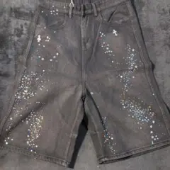 デニムラインストーン　ハーフパンツ　バースオニロイヤルチャイルド