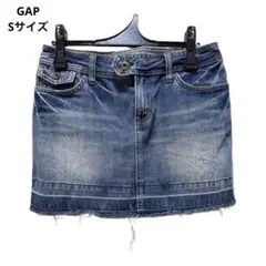 デニムブルー ミニスカート Sサイズ フリンジヘム