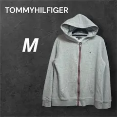 TOMMYHILFIGER グレー パーカー M ジップアップ 薄手 インポート