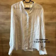 Liz Claiborne リズクレイボーン 長袖シャツ ストライプ 白 S