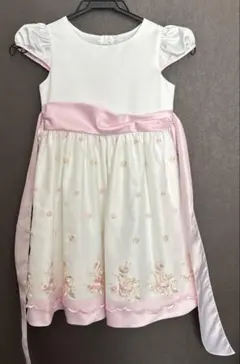 女の子　ドレス　120 白×ピンク