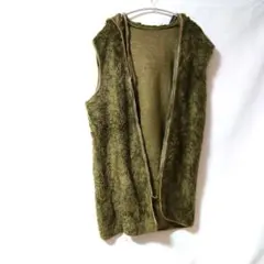 1点もの✨️ オリーブグリーン フリース ロングベスト　パーカー