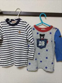 ミキハウス ストライプTシャツ & DOUBLE 星柄Tシャツ セット