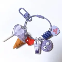 じゃらじゃらキーホルダー 紫