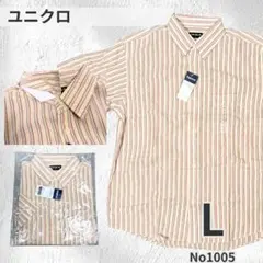 ユニクロ UNIQLO 90s 紺タグ ストライプ 半袖 シャツ L