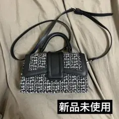 H&M ショルダーバッグ ミニバッグ ツイード ブラック
