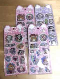 556ねこ キラキラぷっくりシール 4枚セット 立体 シェイカー風プレゼントにも