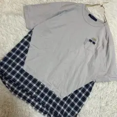 【未使用】drug stores レイヤード風チュニックシャツ グレー L