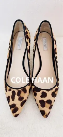 美品COLE HAAN 本革ヒョウ柄ポインテッドトゥハイヒール