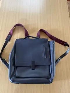 サムソナイトRED グレー レザーバックパック バーガンディストラップ　2way