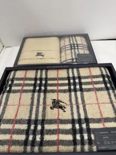 バーバリー バスタオル チェック柄 フェイス・ウォッシュタオル2箱セット